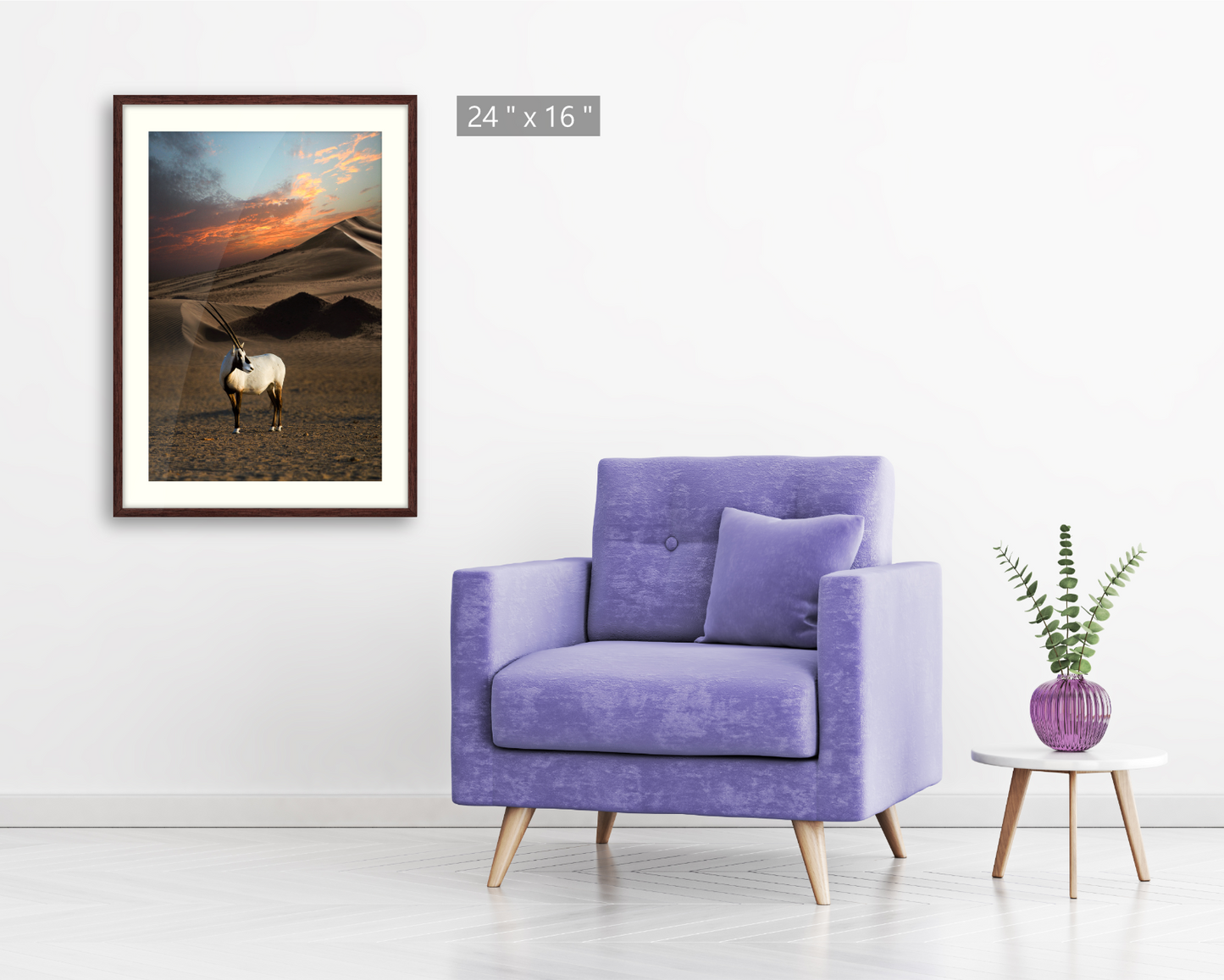 Arabian Oryx ( Al-Maha ) Standing in The Desert