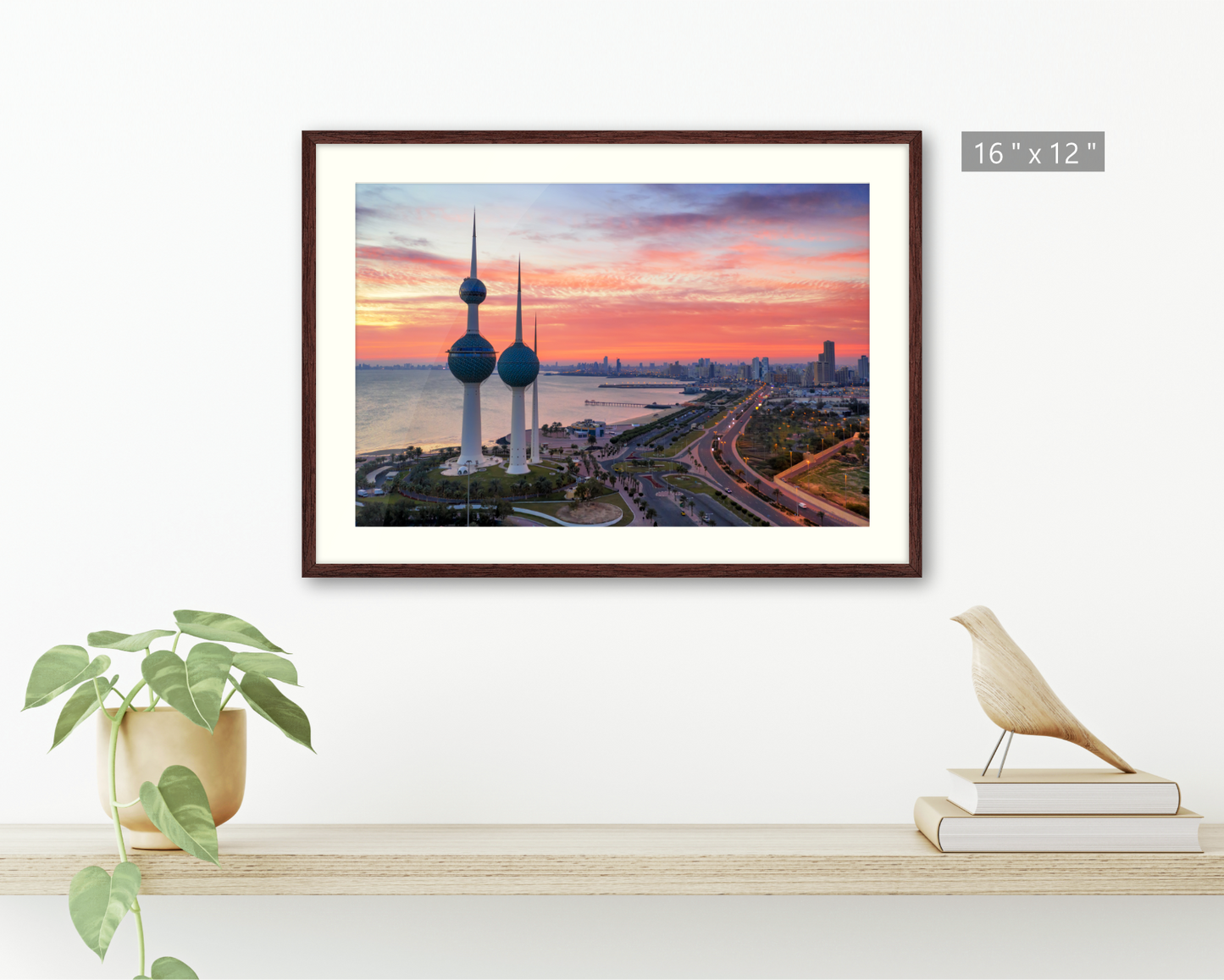 Kuwait Tower On Fire Sunrise Aerial