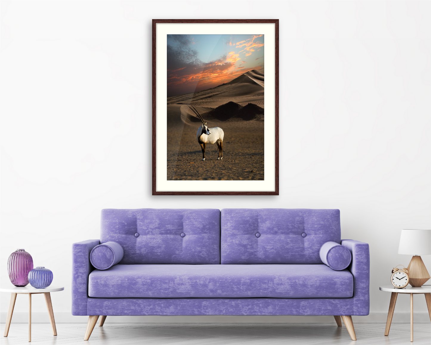 Arabian Oryx ( Al-Maha ) Standing in The Desert