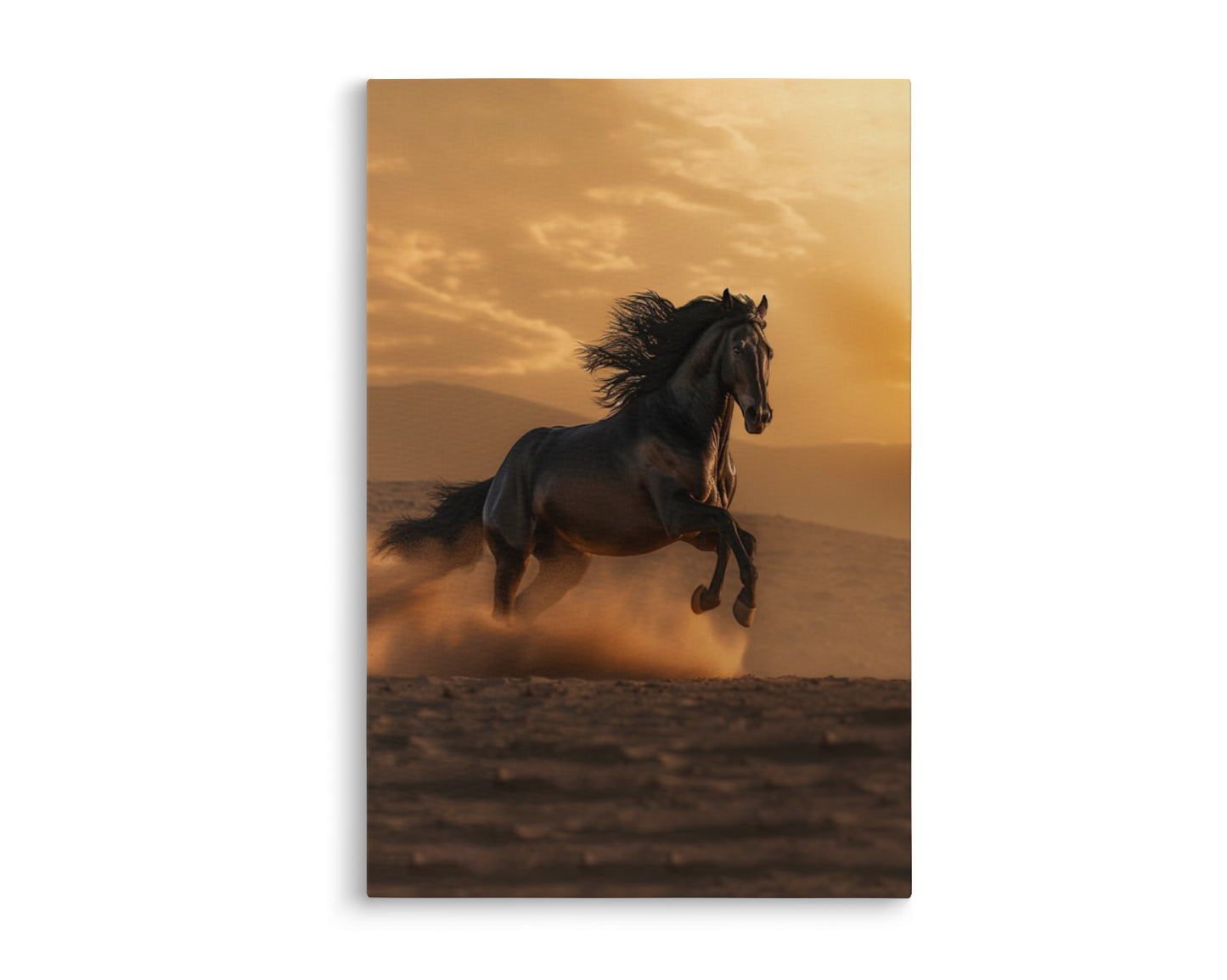 Black Arabian Horse in The Sahara Desert