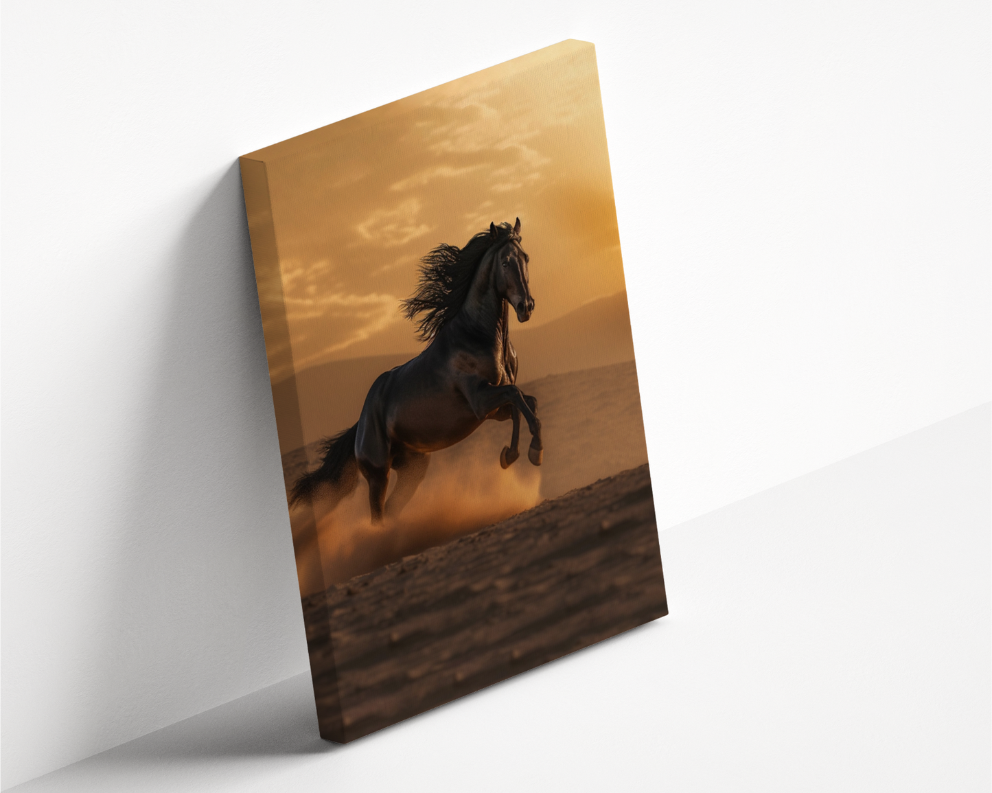 Black Arabian Horse in The Sahara Desert