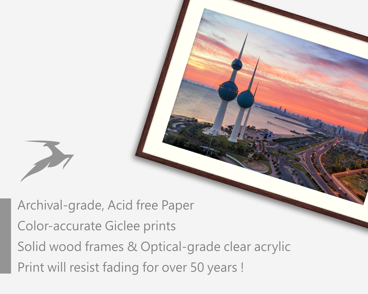 Kuwait Tower On Fire Sunrise Aerial