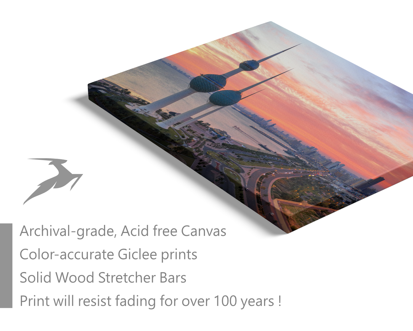 Kuwait Tower On Fire Sunrise Aerial