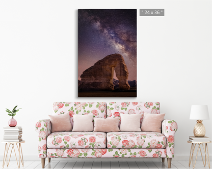 Saudi Arabia, The Milky Way at The Giant Elephant Rock in Al-Ula