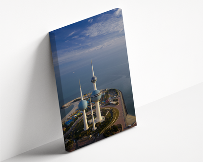 Kuwait, Kuwait Towers shooting from the sky